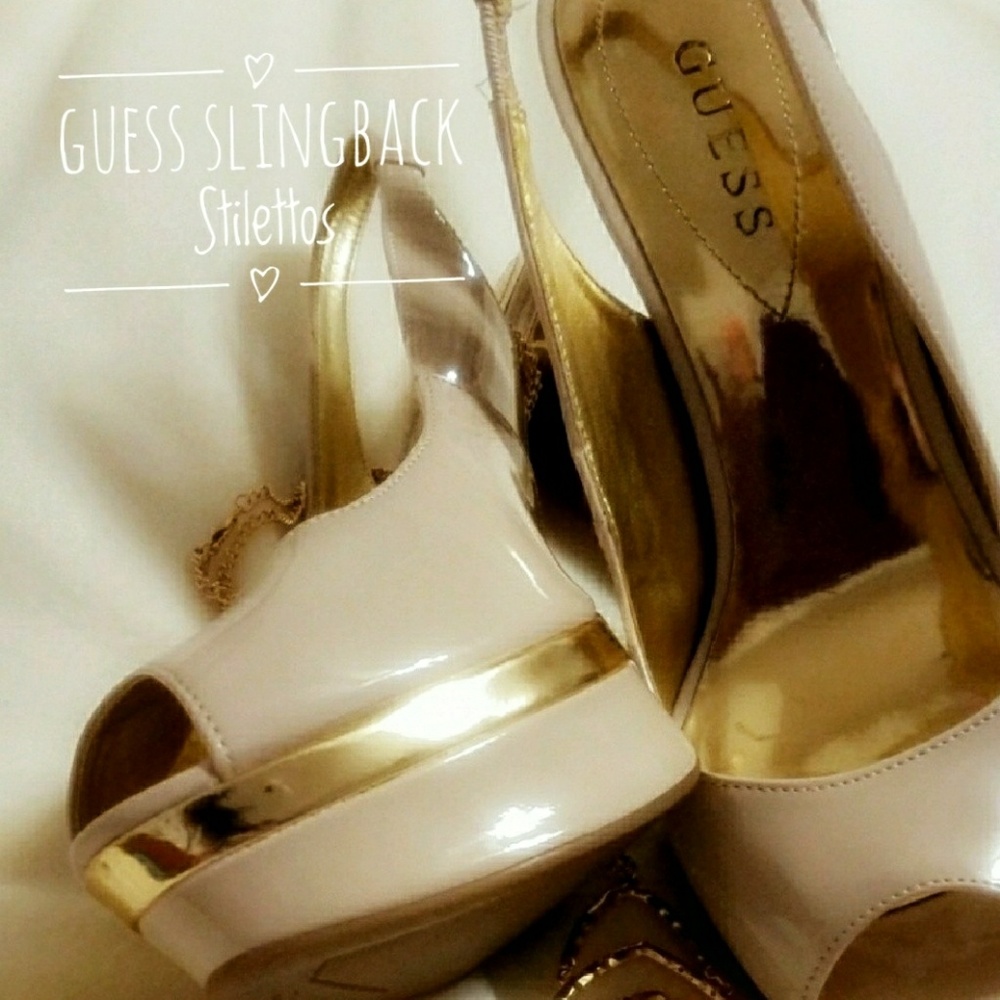 Nude Guess Slingback Heels